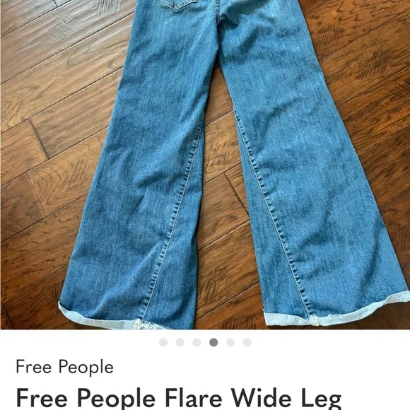 Free People Flare Wide Leg Blue Jeans - Picture 4 of 4